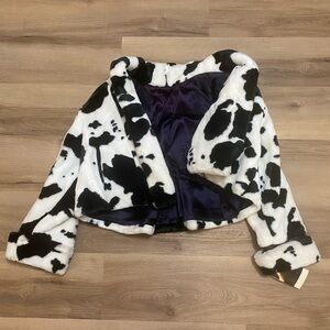 Fox Run Cow Print Faux Fur Jacket